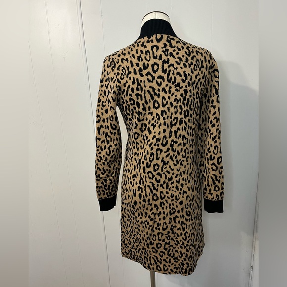 J.Crew merino wool blend sweater dress leopard print brown and black size small - Picture 7 of 10